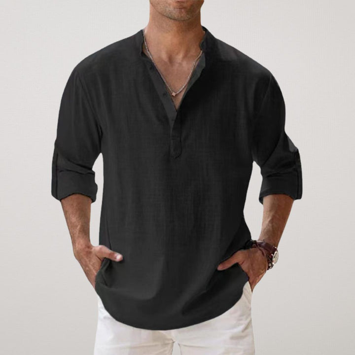 Venezia | Camicia Henley in cotone effetto lino