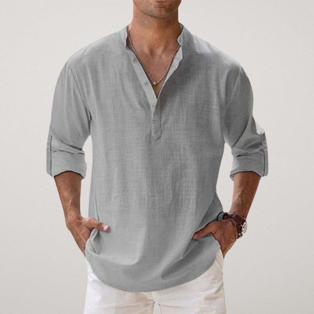 Venezia | Camicia Henley in cotone effetto lino