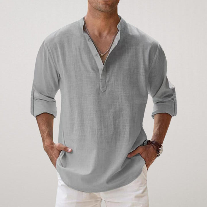 Venezia | Camicia Henley in cotone effetto lino