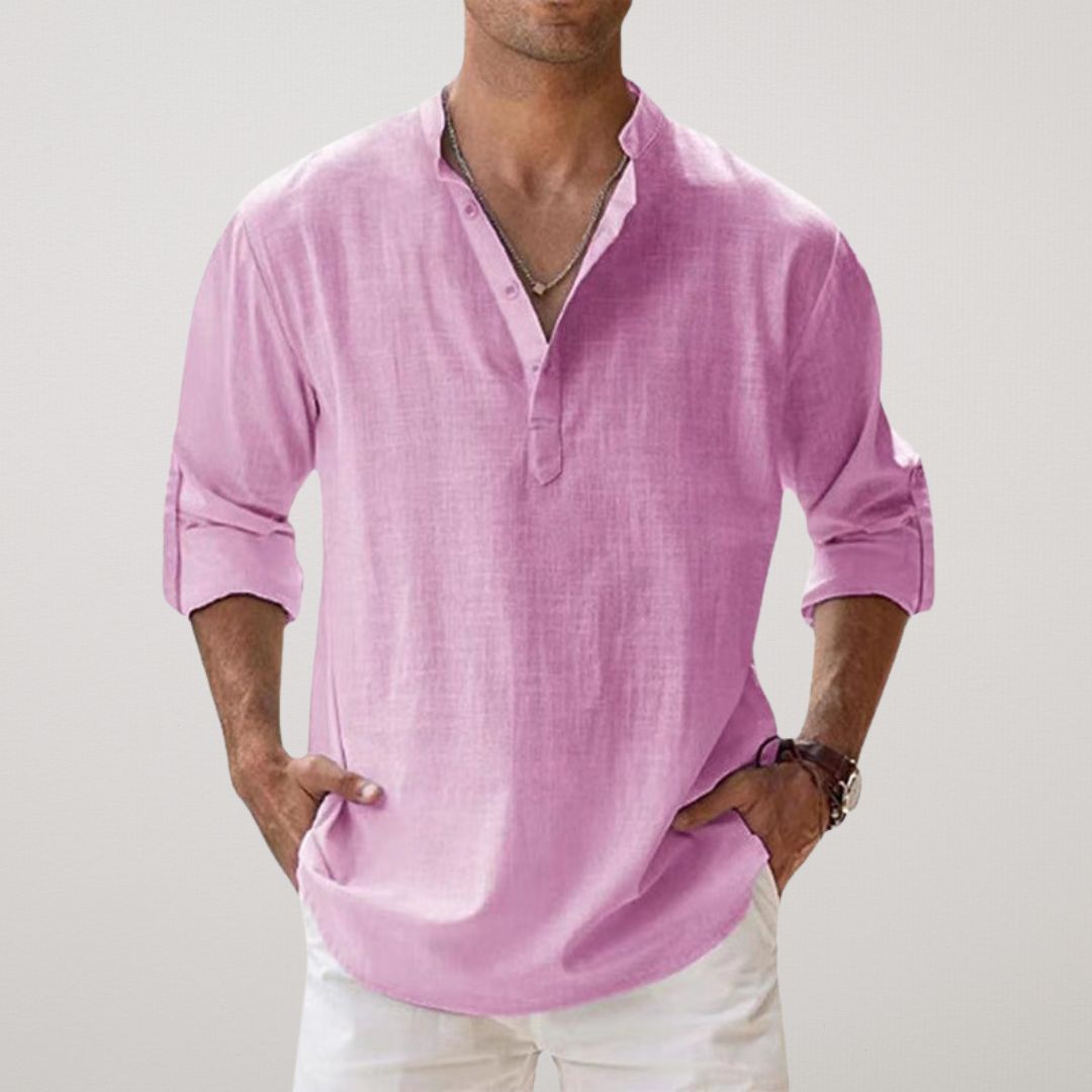 Venezia | Camicia Henley in cotone effetto lino