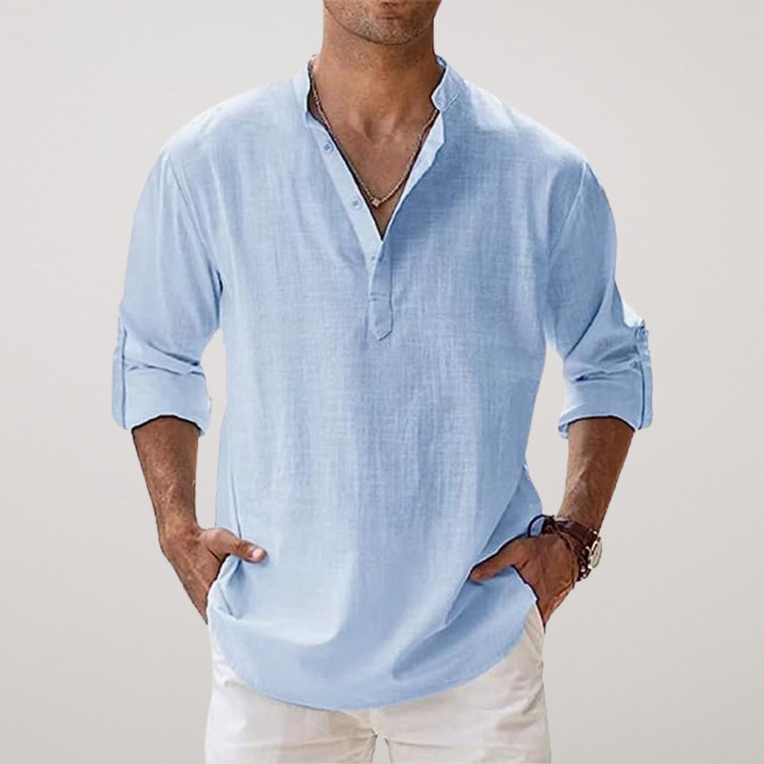 Venezia | Camicia Henley in cotone effetto lino