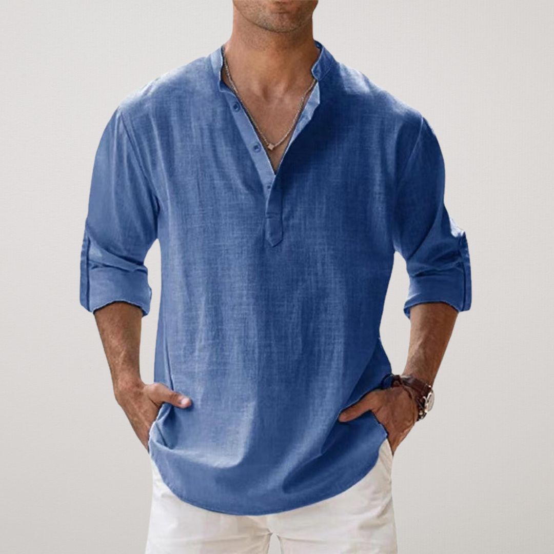 Venezia | Camicia Henley in cotone effetto lino