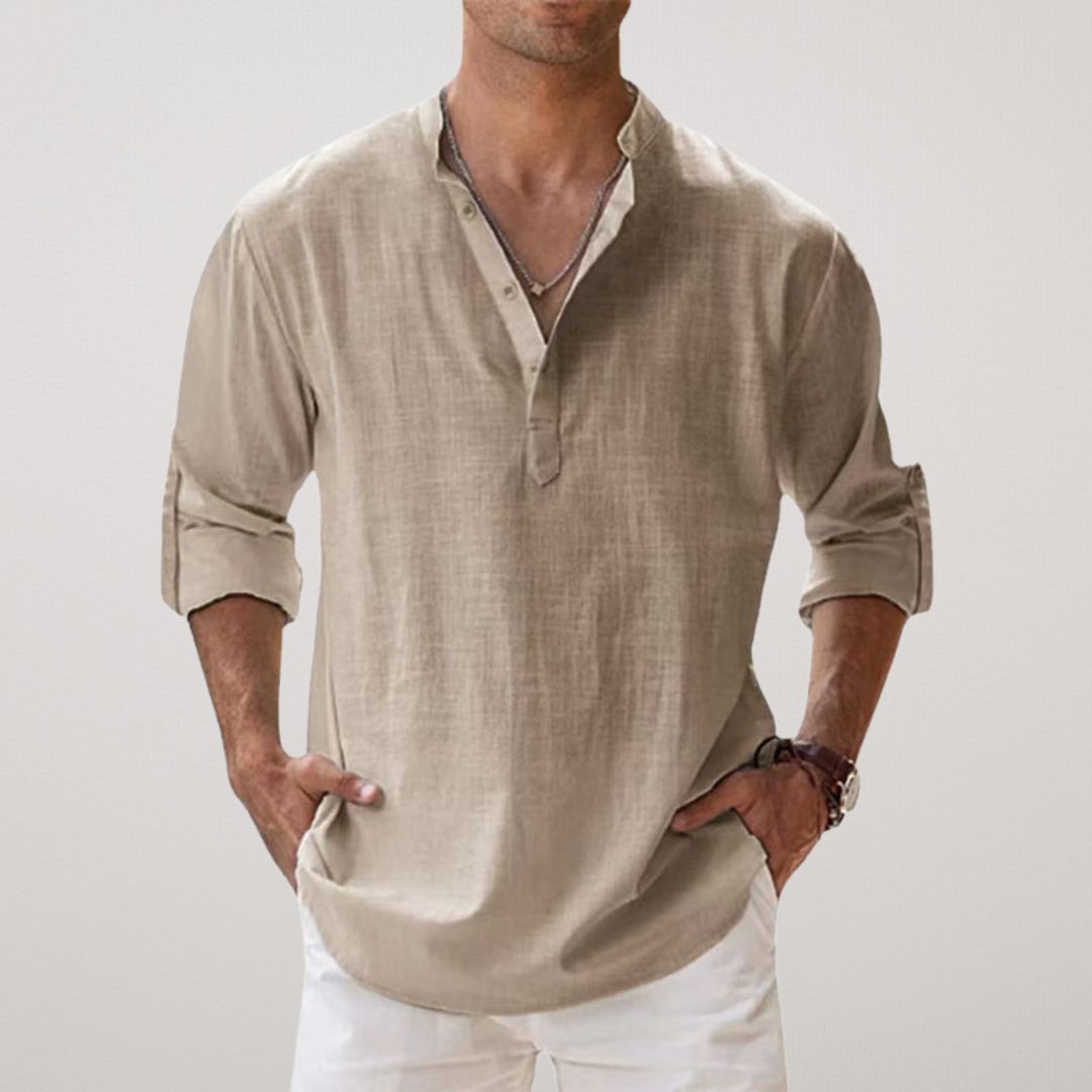 Venezia | Camicia Henley in cotone effetto lino