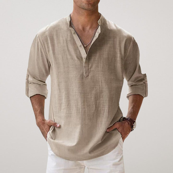 Venezia | Camicia Henley in cotone effetto lino