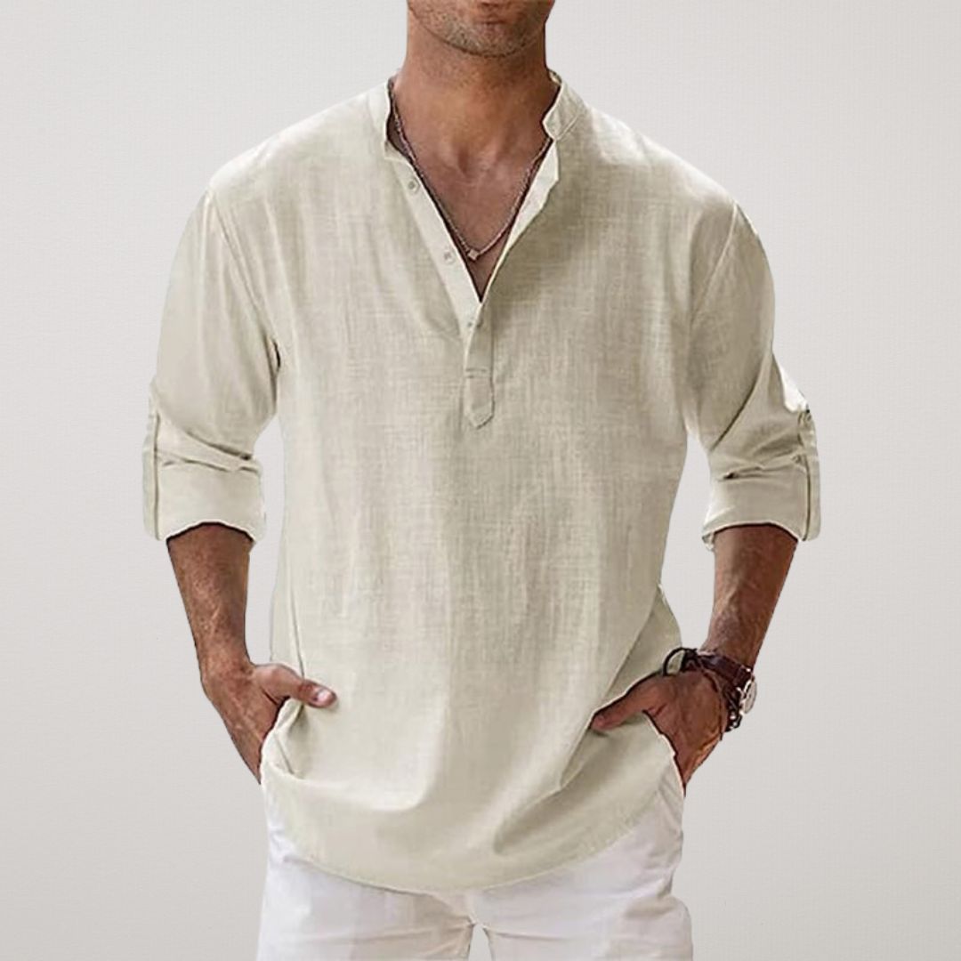 Venezia | Camicia Henley in cotone effetto lino