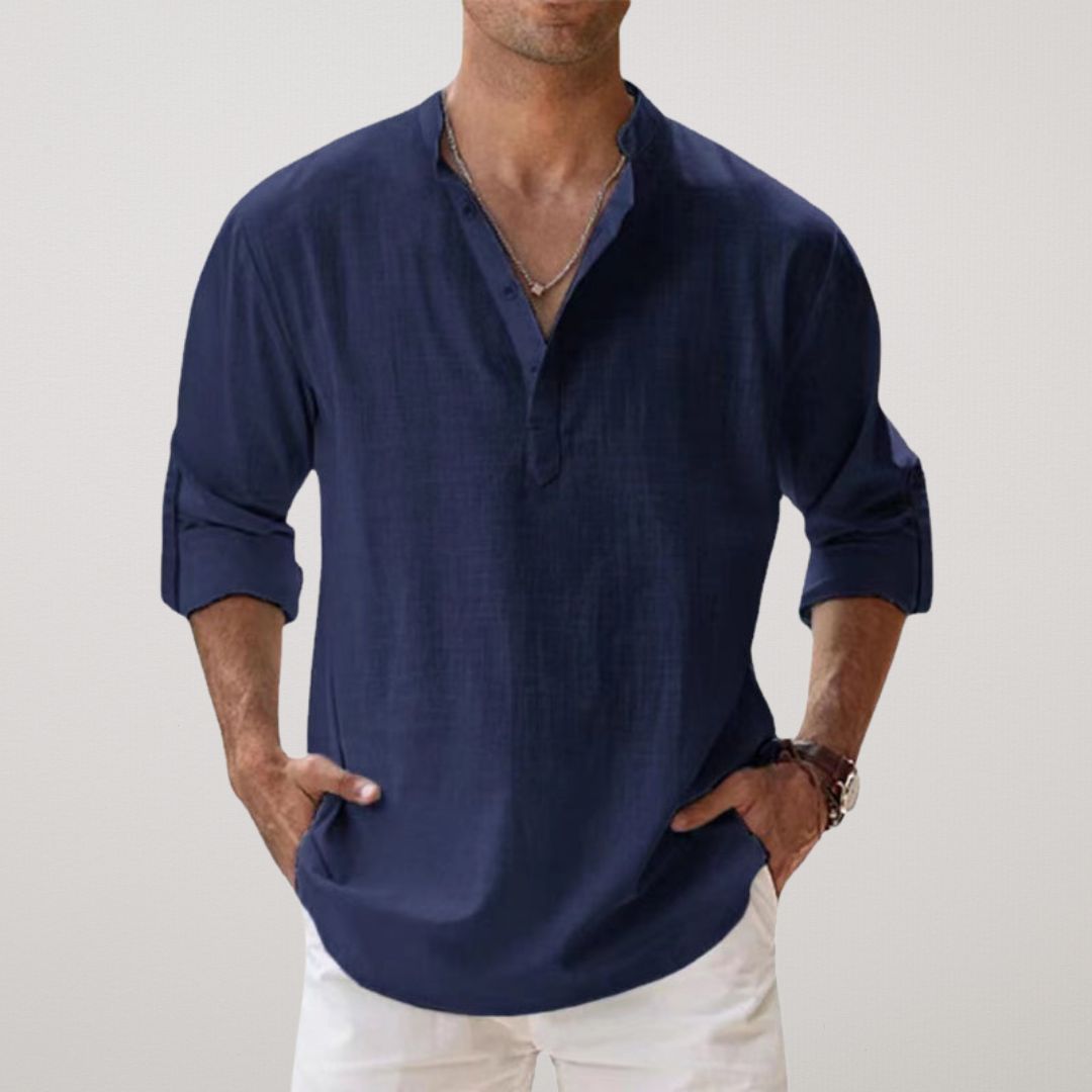 Venezia | Camicia Henley in cotone effetto lino