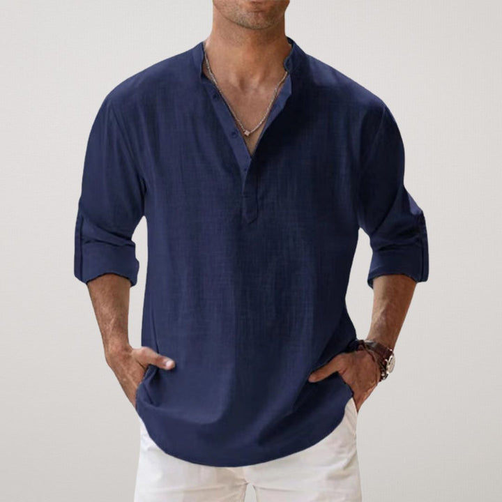 Venezia | Camicia Henley in cotone effetto lino