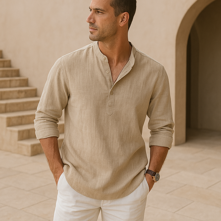 Venezia | Camicia Henley in cotone effetto lino