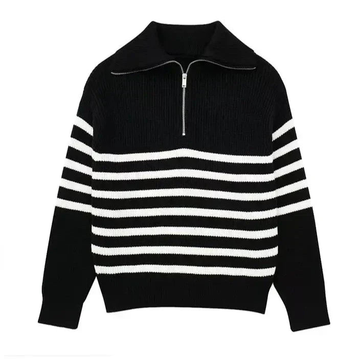 Venezia | Maglione a righe con zip