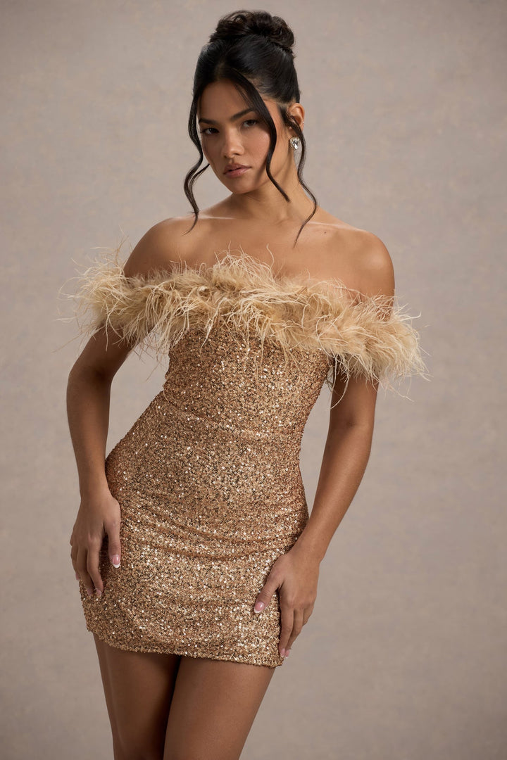 Venezia | Abito in paillettes con piume