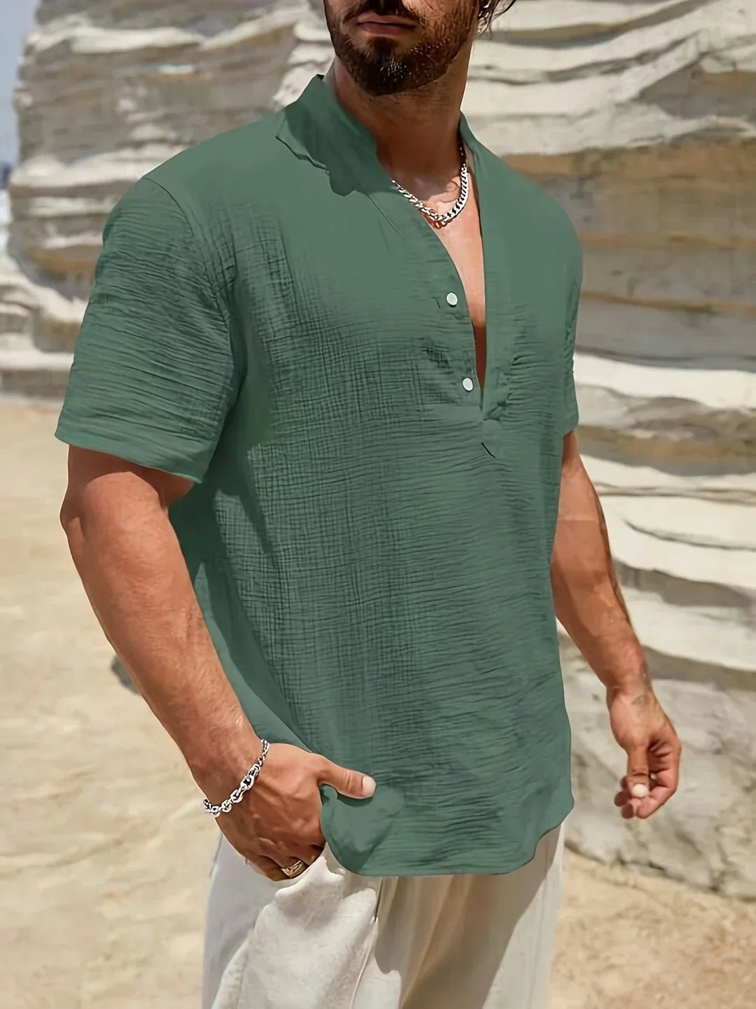 Venezia | Camicia estiva elegante con collo alto