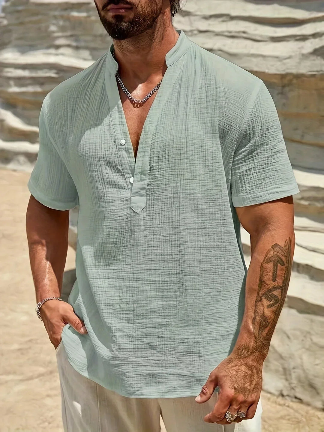 Venezia | Camicia estiva elegante con collo alto