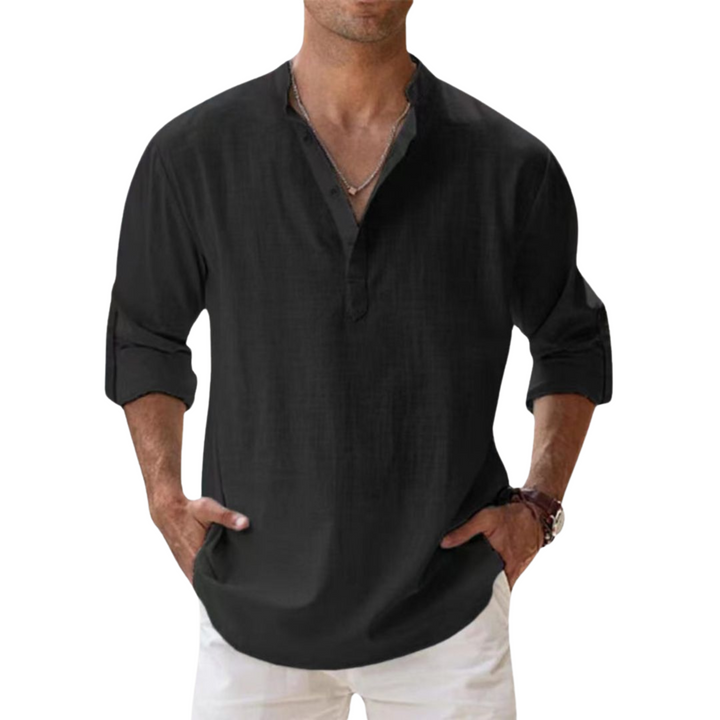 Venezia | Camicia Henley in cotone effetto lino